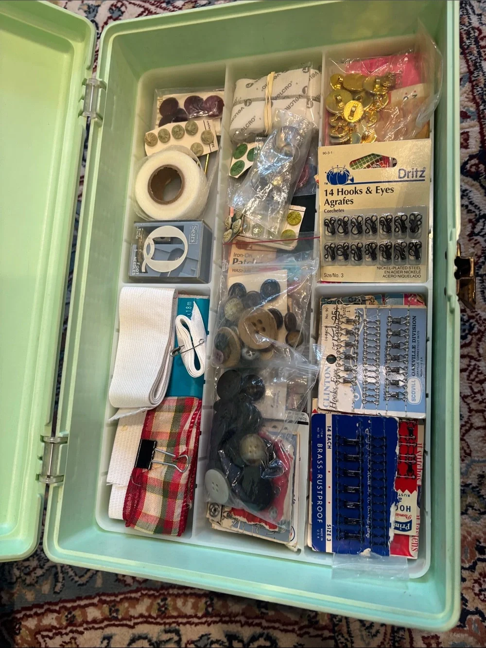 Mint Green Woven sewing Storage Case - Portable Organizer